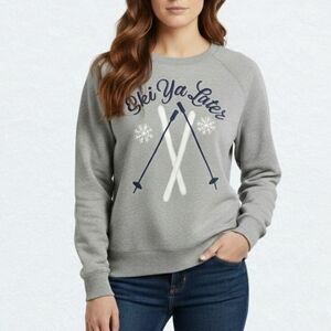 NWT Sz M Wildfox Grey 'Ski Ya Later' Crewneck Sweater